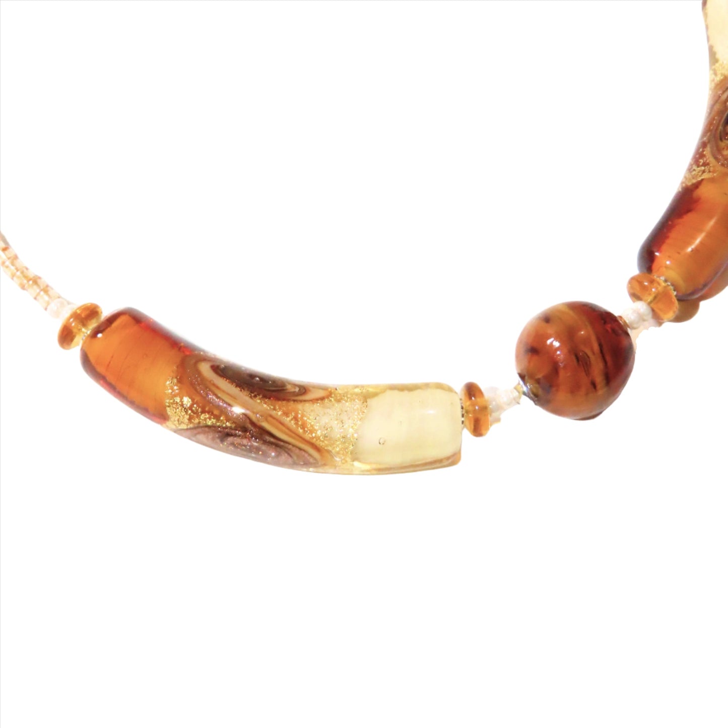 Murano Glass Topaz Swirl Tube Necklace by JKC Murano