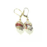 Murano Glass Red White Brown Gold Earrings - JKC Murano