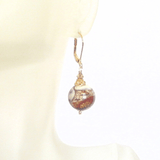 Murano Glass Red White Brown Gold Earrings - JKC Murano