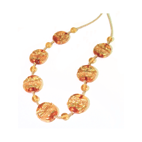 Murano Topaz Large Disc Gold Necklace