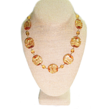 Murano Topaz Large Disc Gold Necklace