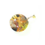 Murano Glass Colorful Topaz Yellow Disc Pendant Necklace - JKC Murano