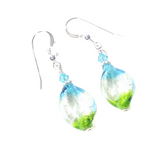 Murano Glass Colorful Aqua Green Twist Silver Earrings - JKC Murano