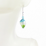 Murano Glass Colorful Aqua Green Twist Silver Earrings - JKC Murano