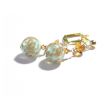 Murano Glass Turquoise Ball Gold Earrings, Venetian Jewelry - JKC Murano