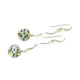 Murano Glass Turquoise Leopard Long Gold Earrings - JKC Murano