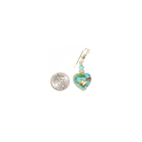 Murano Glass Turquoise Rose Heart Gold Earrings