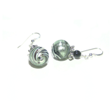 Murano Glass Black Steel Swirl Ball Silver Earrings, Italian Jewelry - JKC Murano