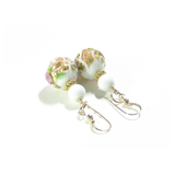 Murano Glass White Wedding Cake Rose Gold Earrings - JKC Murano