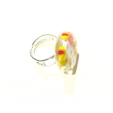 Murano Glass Yellow and White Large Millefiori Ring - JKC Murano