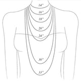 Different necklace lengths  shown on model